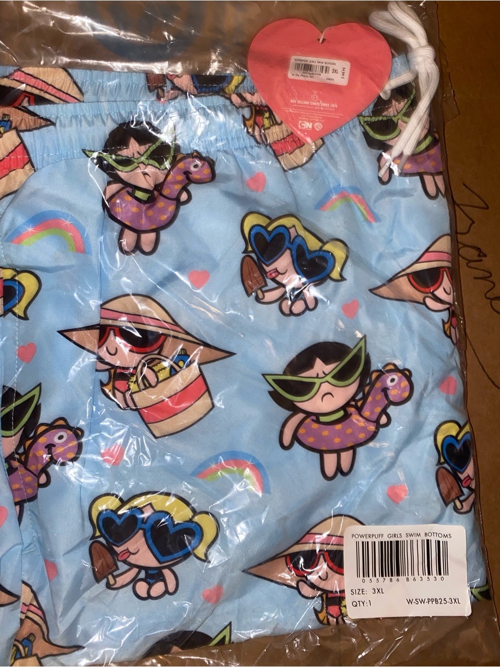 Powerpuff Girls Blue Cartoon Drawstring Swim Shorts - Men’s 3XL